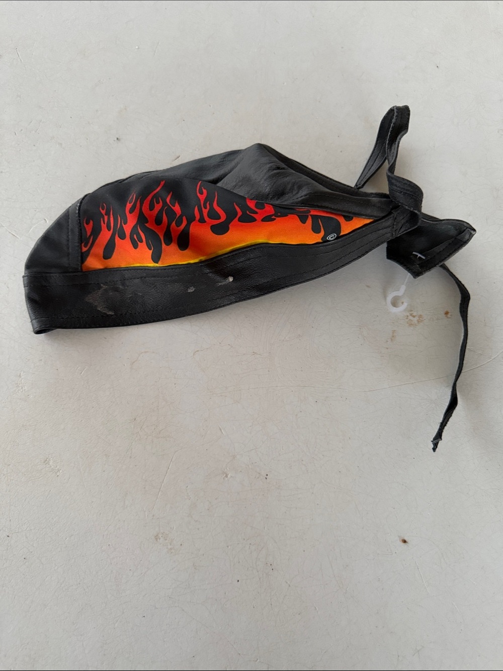 CapSmith Men's Black Headwrap with Red and Orange Flame Graphic